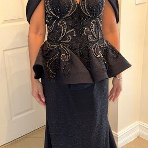 Elegant Black Evening Gown with Beaded Details